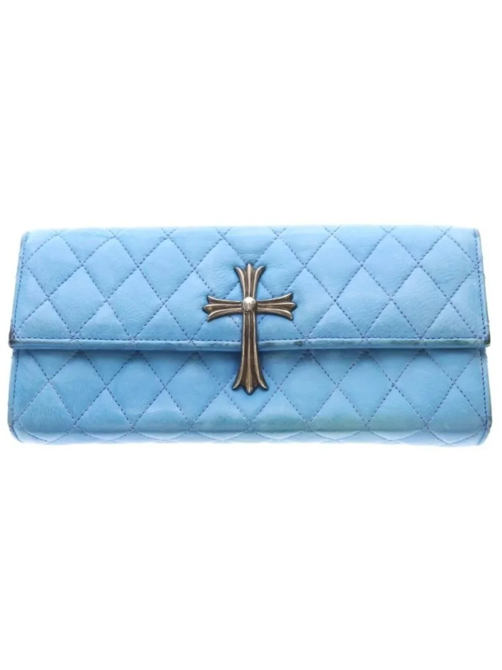 Chrome Hearts Dinner LG CH Cross Leather Clutch with Cloth